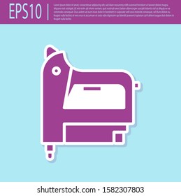 Retro purple Electric construction stapler icon isolated on turquoise background. Working tool.  Vector Illustration