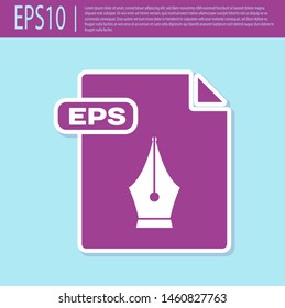 Retro purple EPS file document. Download eps button icon isolated on turquoise background. EPS file symbol.  Vector Illustration