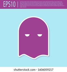 Retro purple Executioner mask icon isolated on turquoise background. Hangman, torturer, executor, tormentor, butcher, headsman icon.  Vector Illustration