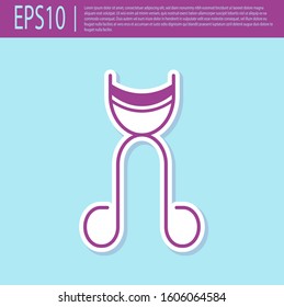 Retro purple Eyelash curler icon isolated on turquoise background. Makeup tool sign.  Vector Illustration