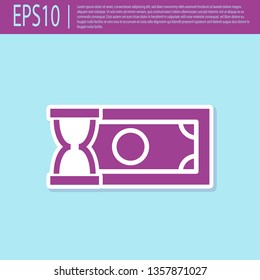 Retro purple Fast payments icon isolated on turquoise background. Fast money transfer payment. Financial services, fast loan, time is money, cash back concept. Vector Illustration