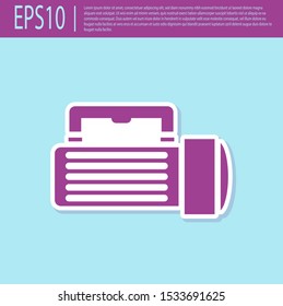 Retro purple Flashlight icon isolated on turquoise background. Tourist flashlight handle.  Vector Illustration