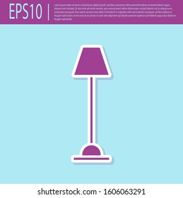Retro purple Floor lamp icon isolated on turquoise background.  Vector Illustration