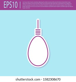 Retro purple Gallows rope loop hanging icon isolated on turquoise background. Rope tied into noose. Suicide, hanging or lynching.  Vector Illustration