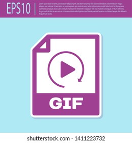 Retro purple GIF file document icon. Download gif button icon isolated on turquoise background. GIF file symbol. Vector Illustration