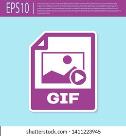 Retro purple GIF file document icon. Download gif button icon isolated on turquoise background. GIF file symbol. Vector Illustration