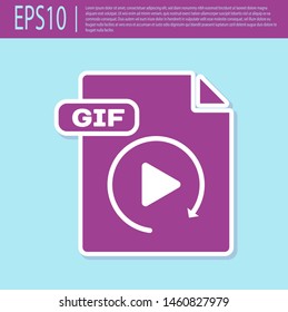 Retro purple GIF file document. Download gif button icon isolated on turquoise background. GIF file symbol.  Vector Illustration