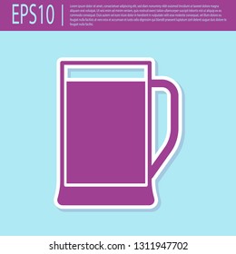 Retro purple Glass of beer icon isolated on turquoise background. Flat design. Vector Illustration