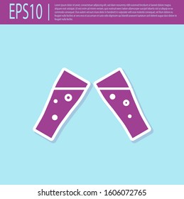 Retro purple Glass of beer icon isolated on turquoise background.  Vector Illustration