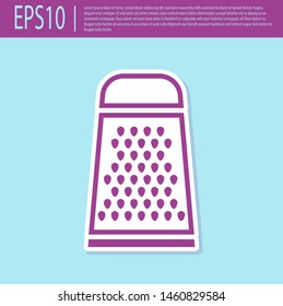 Retro purple Grater icon isolated on turquoise background. Kitchen symbol. Cooking utensil. Cutlery sign.  Vector Illustration