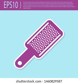 Retro purple Grater icon isolated on turquoise background. Kitchen symbol. Cooking utensil. Cutlery sign.  Vector Illustration