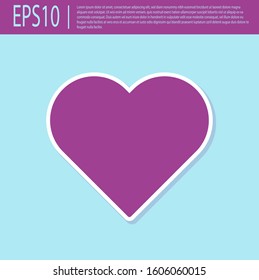 Retro purple Heart icon isolated on turquoise background. Romantic symbol linked, join, passion and wedding. Valentine day symbol.  Vector Illustration