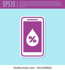 Retro purple Humidity for smart home icon isolated on turquoise background. Weather and meteorology, thermometer symbol. Vector Illustration