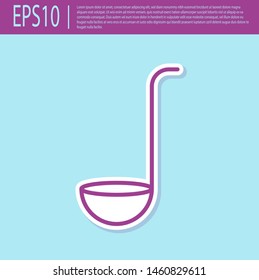 Retro purple Kitchen ladle icon isolated on turquoise background. Cooking utensil. Cutlery spoon sign.  Vector Illustration