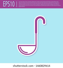 Retro purple Kitchen ladle icon isolated on turquoise background. Cooking utensil. Cutlery spoon sign.  Vector Illustration