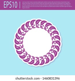 Retro purple Laurel wreath icon isolated on turquoise background. Triumph symbol.  Vector Illustration