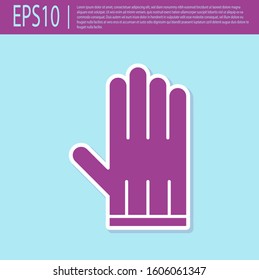 Retro purple Leather glove icon isolated on turquoise background.  Vector Illustration