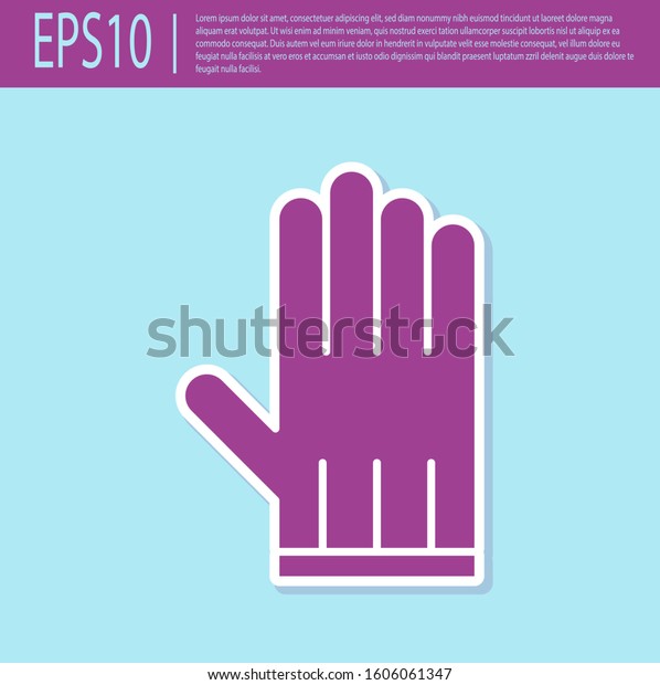 Retro purple Leather glove icon isolated on\
turquoise background.  Vector\
Illustration