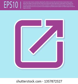 Retro purple Open in new window icon isolated on turquoise background. Open another tab button sign. Browser frame symbol. External link sign. Flat design. Vector Illustration