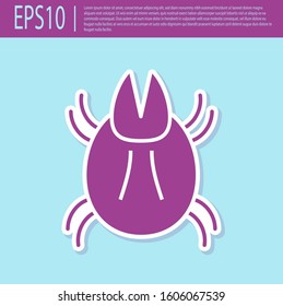 Retro purple Parasite mite icon isolated on turquoise background.  Vector Illustration