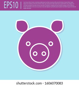 Retro purple Pig zodiac sign icon isolated on turquoise background. Astrological horoscope collection.  Vector Illustration