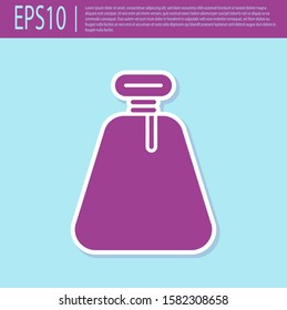 Retro purple Pirate sack icon isolated on turquoise background.  Vector Illustration