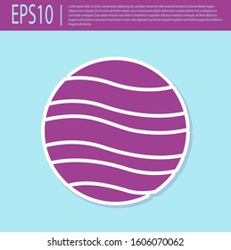 Retro purple Planet Jupiter icon isolated on turquoise background.  Vector Illustration