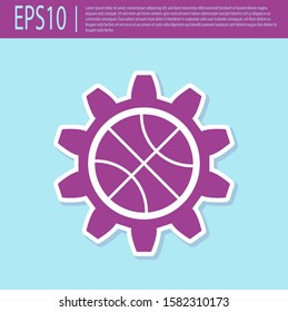 Retro purple Planning strategy concept icon isolated on turquoise background. Basketball cup formation and tactic.  Vector Illustration