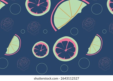 Retro Purple Pop Lemon Orange Fruit Seamless Pattern For Packaging Summer Fruits Projects With Retro Fusion Colors Trendy Style 