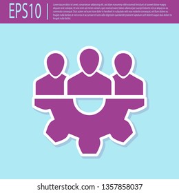Retro purple Project team base icon isolated on turquoise background. Business analysis and planning, consulting, team work, project management. Developers. Flat design. Vector Illustration