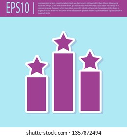 Retro purple Ranking star icon isolated on turquoise background. Star rating system. Favorite, best rating, award symbol. Flat design. Vector Illustration