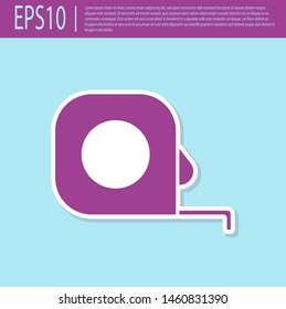 Retro purple Roulette construction icon isolated on turquoise background. Tape measure symbol.  Vector Illustration