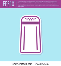 Retro purple Salt and pepper icon isolated on turquoise background. Cooking spices.  Vector Illustration