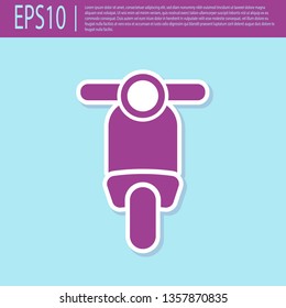 Retro purple Scooter icon isolated on turquoise background. Vector Illustration