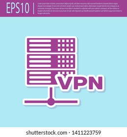 Retro purple Server VPN icon isolated on turquoise background. Vector Illustration