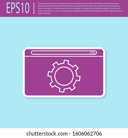 Retro purple Setting icon isolated on turquoise background. Adjusting, service, maintenance, repair, fixing.  Vector Illustration