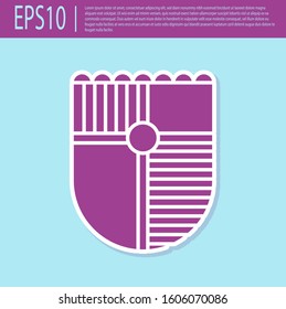 Retro purple Shield for game icon isolated on turquoise background.  Vector Illustration