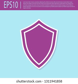 Retro purple Shield icon isolated on turquoise background. Guard sign. Flat design. Vector Illustration