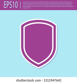 Retro purple Shield icon isolated on turquoise background. Guard sign. Flat design. Vector Illustration