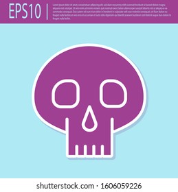 Retro purple Skull icon isolated on turquoise background.  Vector Illustration