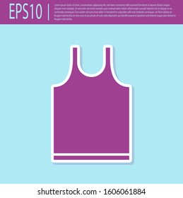 Retro purple Sleeveless T-shirt icon isolated on turquoise background.  Vector Illustration