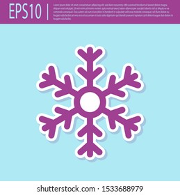 Retro purple Snowflake icon isolated on turquoise background.  Vector Illustration