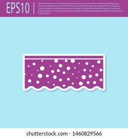 Retro purple Sponge with bubbles icon isolated on turquoise background. Wisp of bast for washing dishes. Cleaning service logo.  Vector Illustration