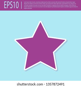Retro purple Star icon isolated on turquoise background. Favorite, best rating, award symbol. Flat design. Vector Illustration
