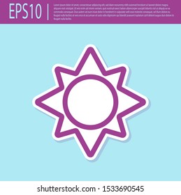Retro purple Sun icon isolated on turquoise background.  Vector Illustration