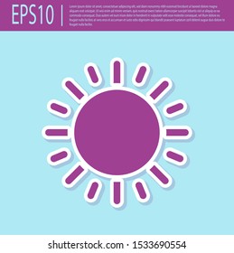 Retro purple Sun icon isolated on turquoise background.  Vector Illustration