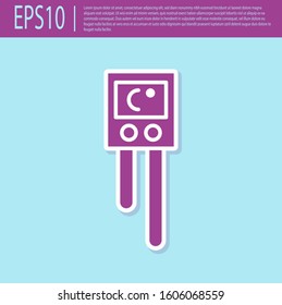 Retro purple Temperature and humidity sensor icon isolated on turquoise background.  Vector Illustration