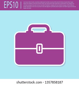 Retro purple Toolbox icon isolated on turquoise background. Tool box sign. Flat design. Vector Illustration