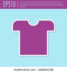 Retro purple T-shirt icon isolated on turquoise background.  Vector Illustration