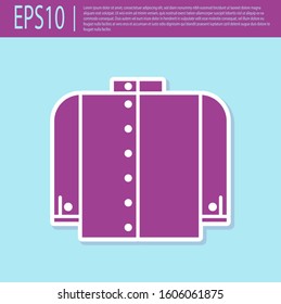 Retro purple T-shirt icon isolated on turquoise background.  Vector Illustration